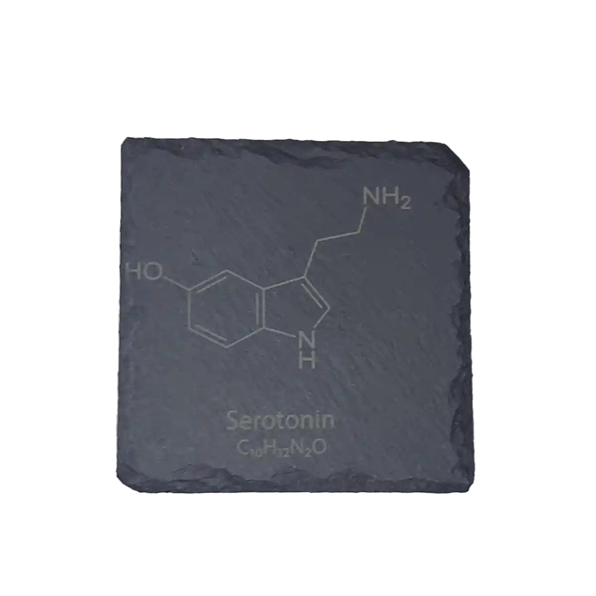 Square Slate Coasters - serotonin-structure-round