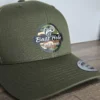 Bass Hole camo design on YP Classics Moss and Khaki hat angle