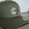 Bass Hole camo design on YP Classics Moss and Khaki hat angle