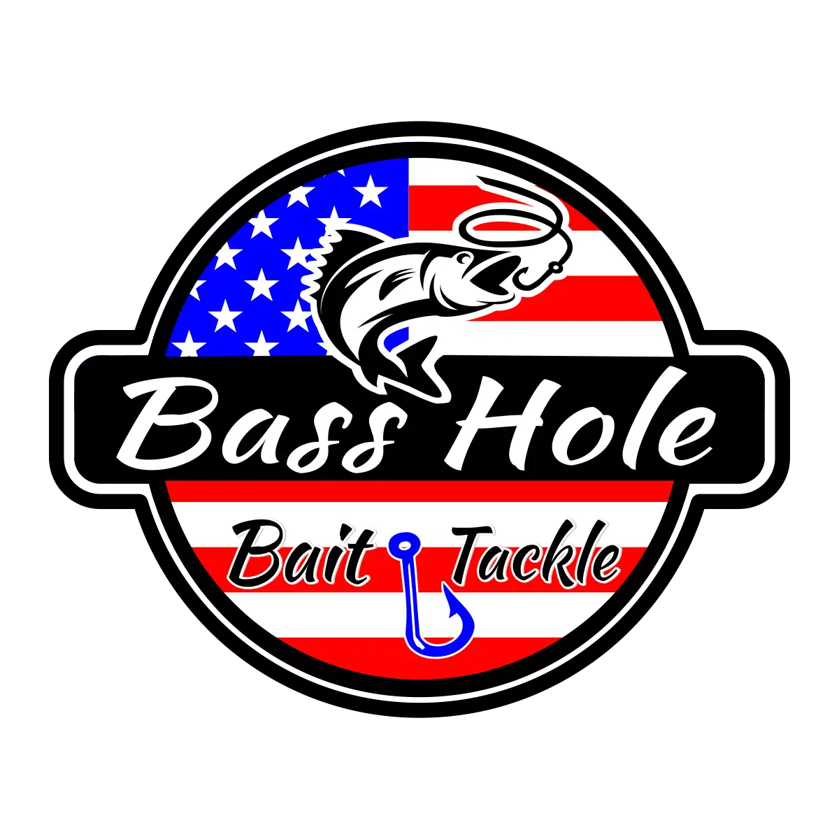 Bass Hole (American Flag) Black