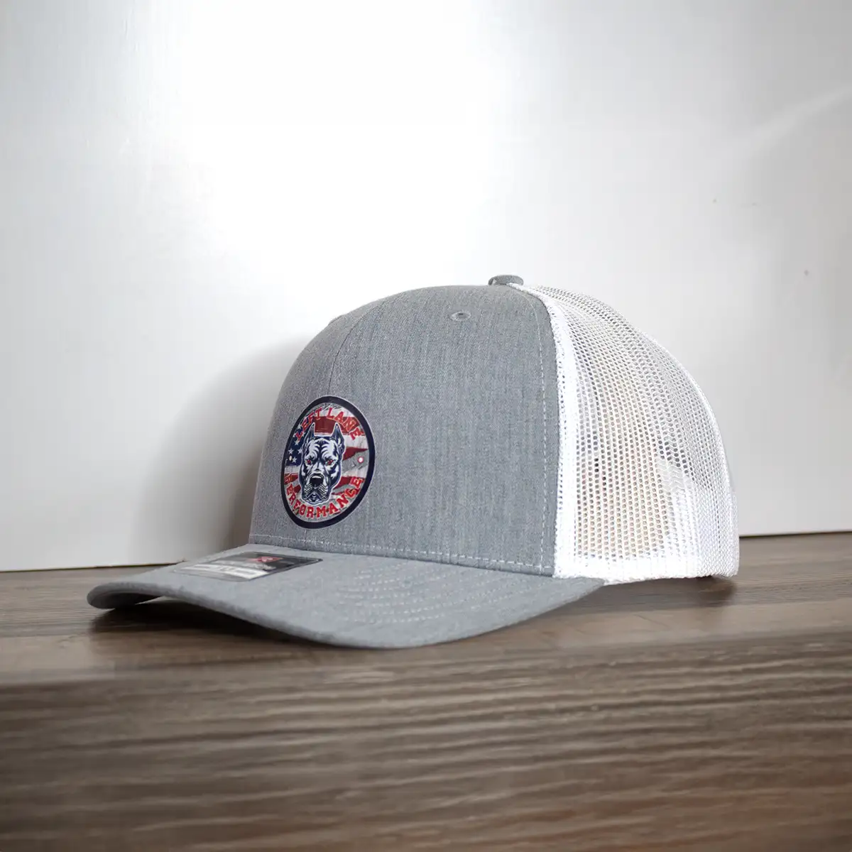 Left Lane Performance American Flag design Richardson 112 grey and white angle view